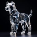 Translucent Cubist Dog Sculpture On Black Background