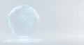 A translucent digital globe hovering above a circular platform emits a subtle blue Royalty Free Stock Photo