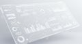 Translucent digital interface featuring various graphs, charts, and gauges. The semi- Royalty Free Stock Photo