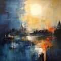 Translucent Expressionism: Moonlit Waters In Dutch Landscape