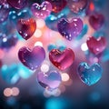 Translucent Floating Hearts: Whimsical Love in Vibrant Hues