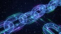 Translucent glowing digital chain links representing blockchain technology structure. Royalty Free Stock Photo