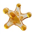 Abstract golden star shaped liquid structure with internal bubbles on white background Royalty Free Stock Photo