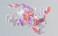 Translucent gradients cubes and materials, 3d rendering Royalty Free Stock Photo