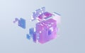 Translucent gradients cubes and materials, 3d rendering Royalty Free Stock Photo