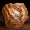 Translucent halite crystal, often called rock salt, in shades of white and orange. The Royalty Free Stock Photo