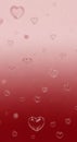 Translucent heart shapes in various sizes float against a red gradient background. Th Royalty Free Stock Photo