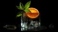 Translucent ice cube, vibrant orange slice, and fresh mint. Cool and refreshing, Ai Generated Royalty Free Stock Photo