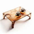 Translucent Immersion Coffee Table With Two Cups