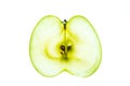 Translucent luminous transverse section of green apple