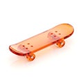 Translucent orange fingerboard skateboard with trucks and wheels isolated Royalty Free Stock Photo