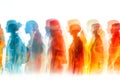 Translucent people silhouettes in gradient shows neurodiversity as human mind variation