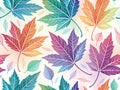 Translucent Psychedelic Leaves in Watercolor Seamless Pattern Royalty Free Stock Photo