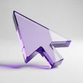 Translucent Purple Glass Computer Mouse Cursor Arrow on White Background Royalty Free Stock Photo