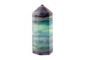 Translucent purple and green color Fluorite crystal standing point gemstone.