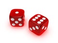 Translucent red dice on white background Royalty Free Stock Photo