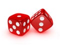 Translucent red dice on white background Royalty Free Stock Photo