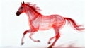 A translucent red horse in motion depicted with glowing lines against a white background Royalty Free Stock Photo