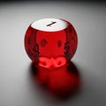 Translucent Red Six- Sided Die Showing the Number 1 on a Grey Surface with Shadow dice Royalty Free Stock Photo