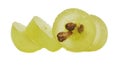 Translucent slice of green grape