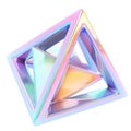 A translucent, tetrahedron glowing with iridescent pastel hues