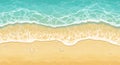Translucent turquoise waves gently lap onto a sandy beach, creating frothy white Royalty Free Stock Photo