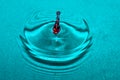 Transluscent Blue Water With Red Droplet Royalty Free Stock Photo