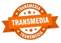transmedia round ribbon isolated label. transmedia sign. Royalty Free Stock Photo