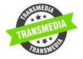 transmedia sign. transmedia round ribbon sticker. transmedia Royalty Free Stock Photo