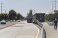 Transmilenio 161th avenue station located over north highway on sunny day