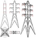 Transmission Electricity Tower Illustration Vector Royalty Free Stock Photo