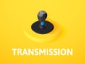 Transmission isometric icon, isolated on color background