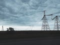 Transmission line and buitiful sky and clouds