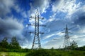 Transmission tower on blue sky Royalty Free Stock Photo