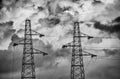 Transmission tower with cloudy sky B/W Royalty Free Stock Photo