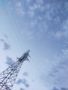 Transmission tower electricity on the sky background Royalty Free Stock Photo