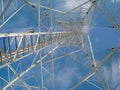 A transmission tower or power tower, is a tall structure, usually a steel lattice tower, used to support an overhead power line, p Royalty Free Stock Photo