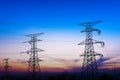 Transmission tower in the sunset Royalty Free Stock Photo