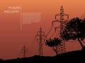 Transmission towers orange landscape background vector Royalty Free Stock Photo