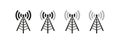 Transmitter antena icon set. Signal antena vector