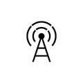 Transmitter Antenna, Cell Phone Tower. Flat Vector Icon illustration. Simple black symbol on white background. Transmitter Antenna