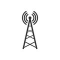 Transmitter antenna icon. Broadcast tower symbol. Wireless technology equipmnet. Royalty Free Stock Photo