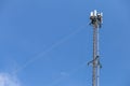 transmitter atop a cell phone pole About to be upgraded from 4g to 5g. High-risk electrical engineer job in Thailand