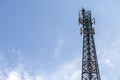 transmitter atop a cell phone pole About to be upgraded from 4g to 5g. High-risk electrical engineer job in Thailand