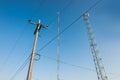 The Transmitter mast and electrical post Royalty Free Stock Photo