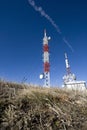 Transmitter tower on a mountain Royalty Free Stock Photo