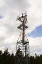 Transmitters and aerials on telecommunication tower Royalty Free Stock Photo