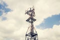 Transmitters and aerials on telecommunication tower Royalty Free Stock Photo