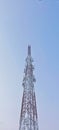 The transmitting tower stands towering into the sky Royalty Free Stock Photo