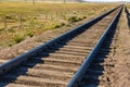 Transmongol Railway, single-track railway in steppe Royalty Free Stock Photo